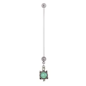 Turquoise Turtle Dangle Pregnancy Maternity Belly Button Ring Retainer - Stainless Steel
