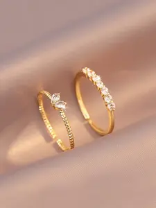 Elegant Zircon Inlaid Adjustable Rings Set for Women, Casual Style All Season Jewelry, Lightweight Luxury Design, Perfect Gift Idea, Marquise Cut Ring