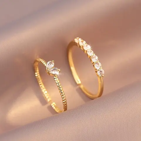 Elegant Zircon Inlaid Adjustable Rings Set for Women, Casual Style All Season Jewelry, Lightweight Luxury Design, Perfect Gift Idea, Marquise Cut Ring, Elegant Fashion Rings, Elegant Everyday Ring