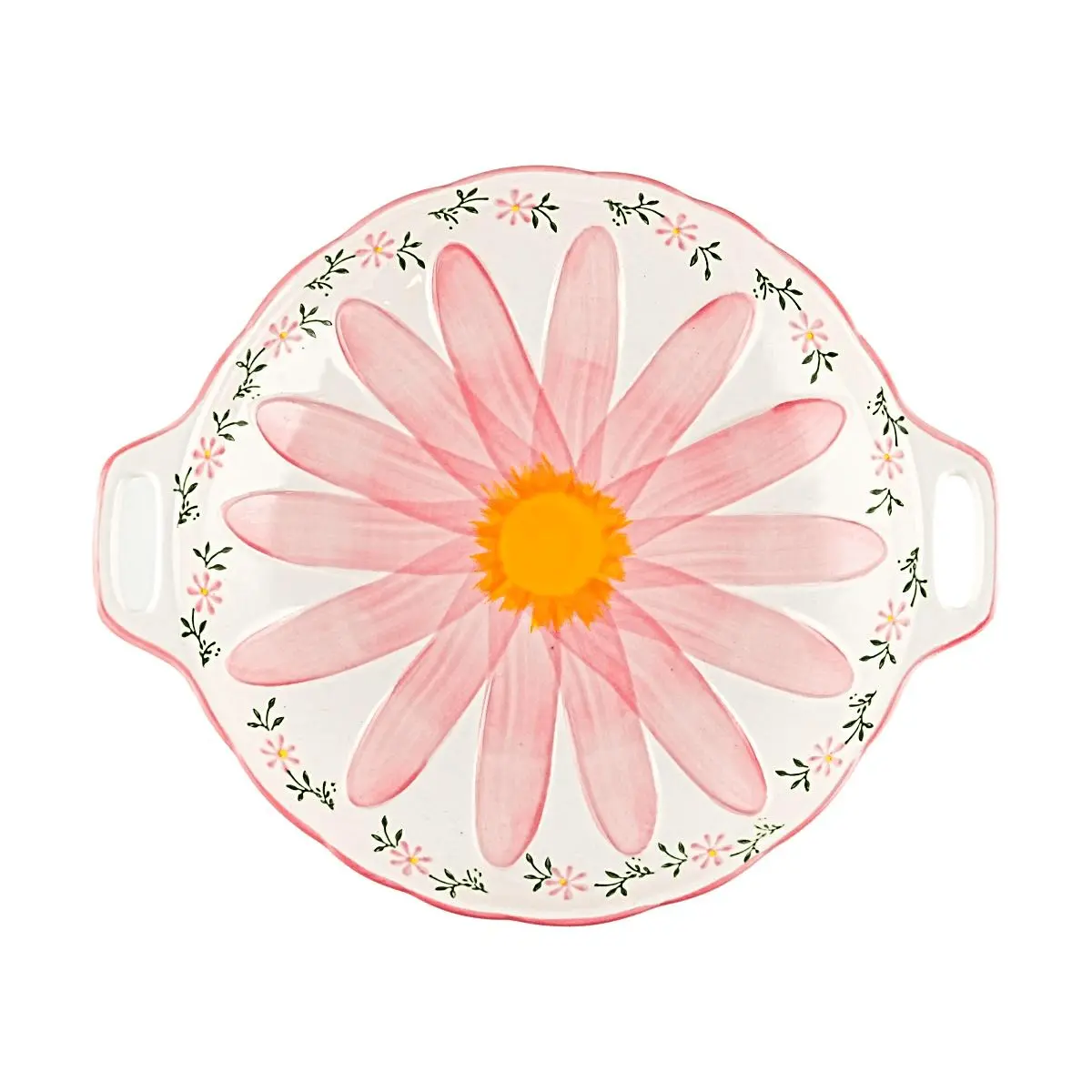 Glaze Story Daisy Floral Dinner Plate - Pink Ceramic Deep Dish for Elegant Tableware, 1 Piece Glaze Story Daisy Floral Dinner Plate - Pink Ceramic Deep Dish for Elegant Tableware, 1 Piece