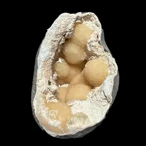 Peach Stilbite Clusters in Shimmering Chalcedony Geode Vug – Premium Indian Zeolite Mineral Specimen from Nashik # DKT120