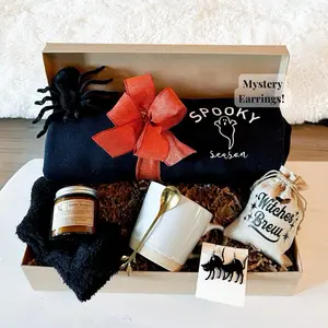 Halloween Gift Box - Spooky Season Sweatshirt, Black Cat Earrings, Witch's Brew Coffee, Cozy Mug & Pumpkin Picking Accessories - Eye