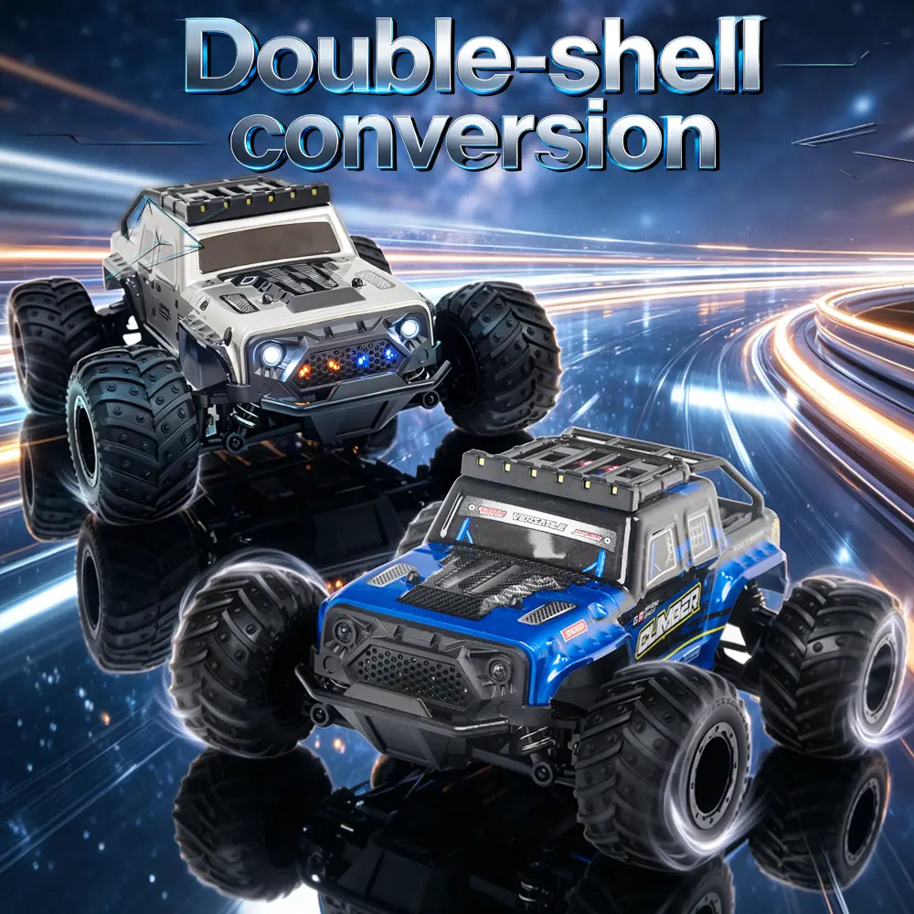 New American-style remote control all-terrain vehicle, off-road remote control toy car, high-speed off-road drift car,equipped with a rechargeable battery, cool LED headlights,replaceable two-color shell, anti-collision shell design, best gift