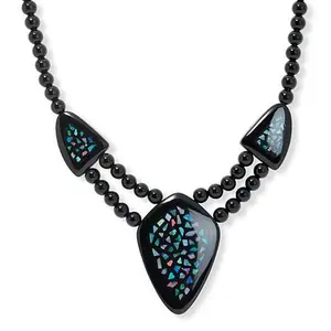 Mine Finds by Jay King Black Chalcedony and Micro Opal Inlay Reversible Necklace
