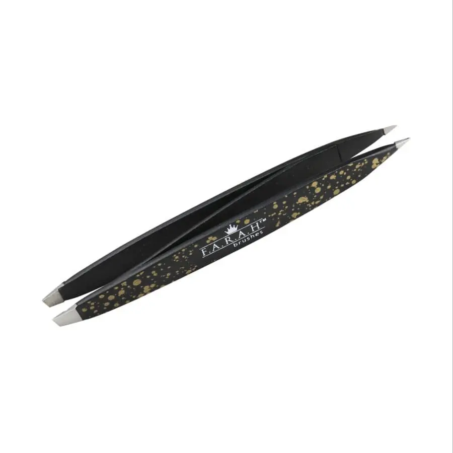 Z-TWEEZE® Dual-Ended Precision Tweezer Galaxy Gold | 2 in 1 Stainless Steel Slanted & Pointed Tip for Flawless Brows & Smooth Skin