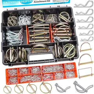 202 count Hitch Pins Clip Pins Assortment Kit, Heavy Duty Hitch Pins R Clip, Linch Pins, Hair Pins, PTO Pins Trailer  Tractor Accessories for Lawn Garden Farm Equipment
