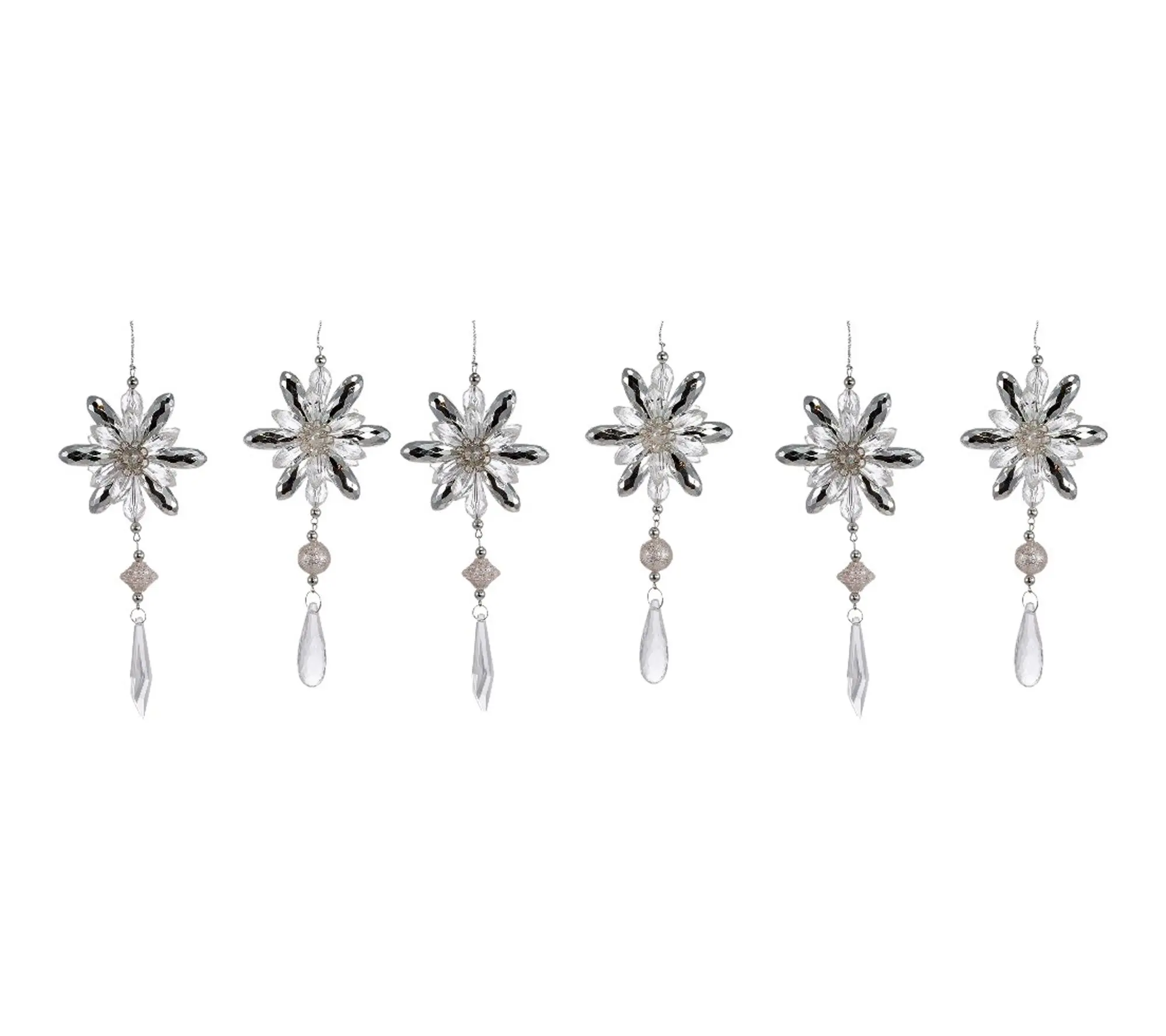 RC Home Decor-Set of 6 Crystal Snowflake Drop Ornaments RC Home Decor-Set of 6 Crystal Snowflake Drop Ornaments