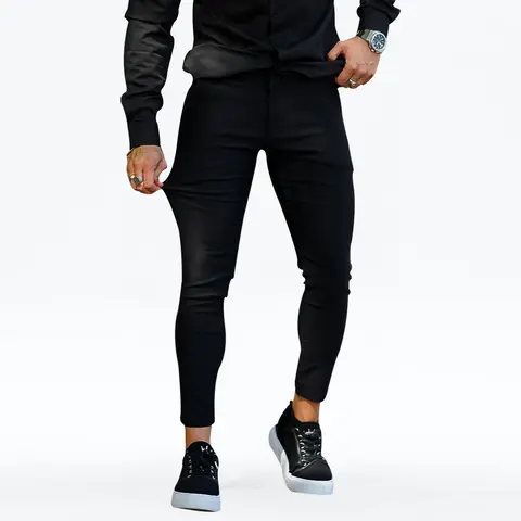 GINGTTO Menswear Casual Comfy Fashion Chinos Pants - Slim Fit Tapered Leg, Pocket Ready Casual Fitted Trouser with Pockets