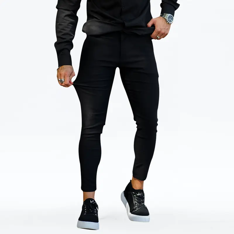 GINGTTO Menswear Casual Comfy Fashion Chinos Pants - Slim Fit Tapered Leg, Pocket Ready Casual Fitted Trouser with Pockets