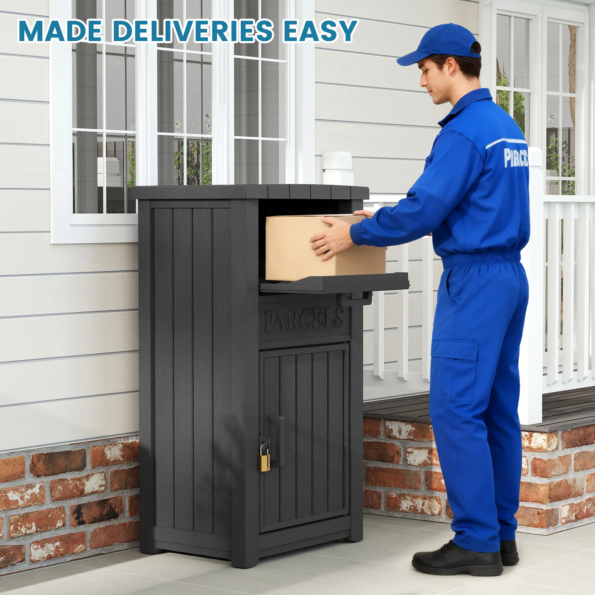 【Summergarden】Large-capacity outdoor parcel cabinet,All-weather durable material,Large-capacity express delivery storage box with a safety lock