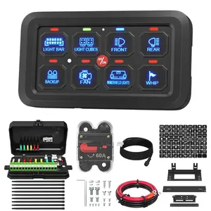 DaierTek 8 Gang Switch Panel RGB LED Lighted Multi-Function Switch Pod Toggle Momentary Pulsed Touch Control Switch Panel Dimmable for Car ATV UTV Boat Marine