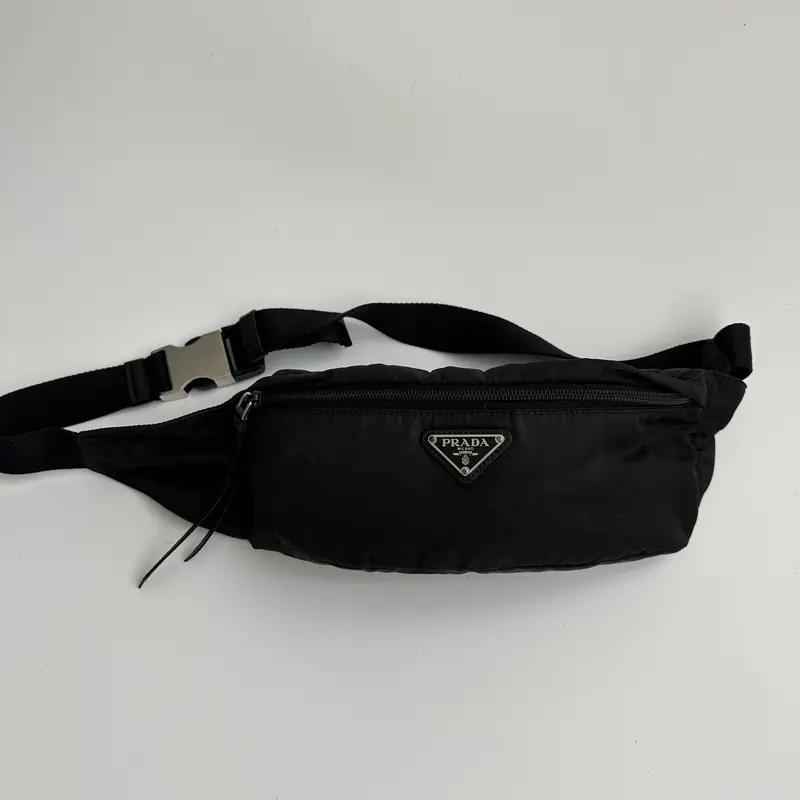 バッグ y2k 00s PRADA BodyBag Waist Bag Nylon PRADA Black Bum Bag Waist Pouch Nylon Triangle Logo | eBay