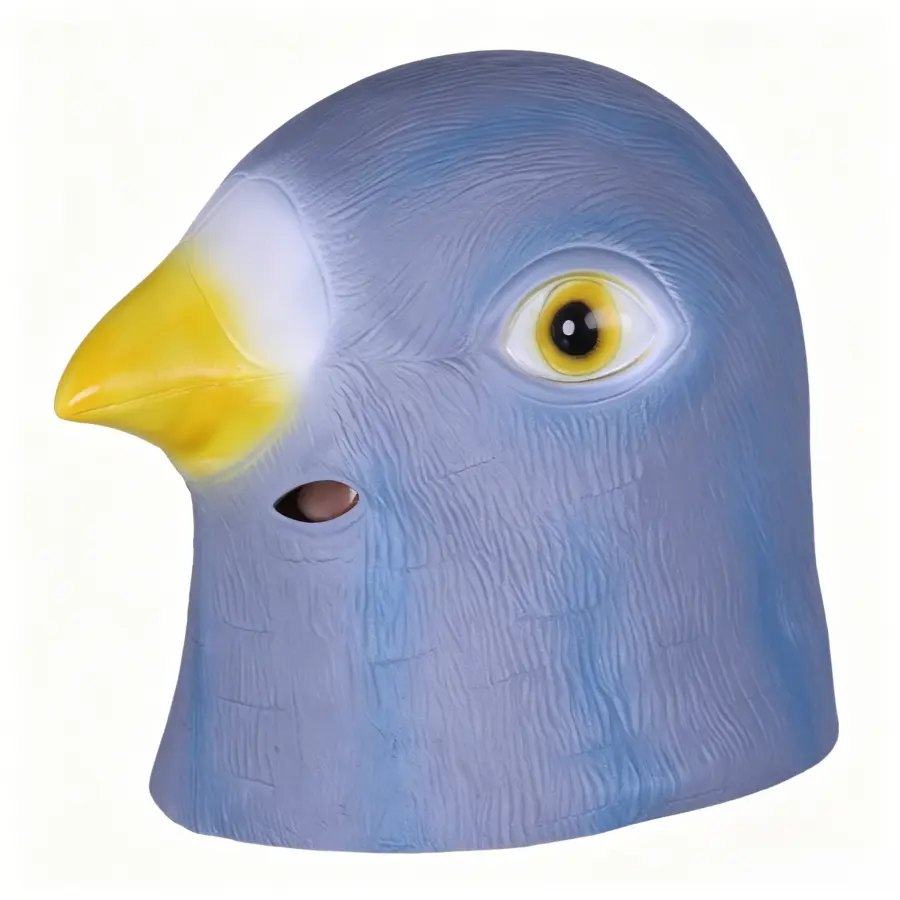 Funny Gray Pigeon Latex Full Head Mask, Realistic Bird Headpiece for TikTok Comedy Pranks & Sketches