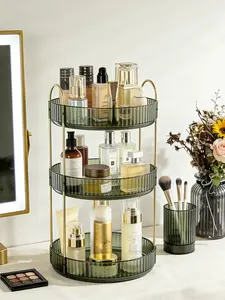 360° Rotating Makeup & Skincare Storage Tower - Large Capacity! Comes, Spinning Perfume Organizer, and Triple - Tier Design for Easy Access.