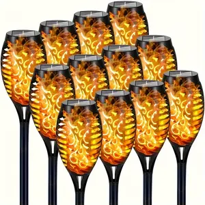 APZZLOXH Solar Torch Light Flashing Flame 16pcs 10pcs 8pcs Warm Light 12LED Tiki Solar Flame Outdoor, Mini Solar Fire Light Auto On/Off Garden, Courtyard, Courtyard Road Solar Outdoor Landscape Light for Porch Courtyard Halloween Decoration