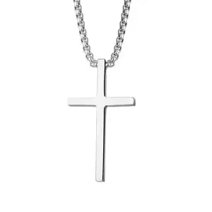 Religious Men's Cross Pendant Necklace Thanos Necklace Stainless Steel Cross Necklace for Men Women, Silvery Cross Necklace Small Cross Pendant Necklace Simple Jewelry Cross Chain, Cross Keychain, Cross Bracelet for Men Women