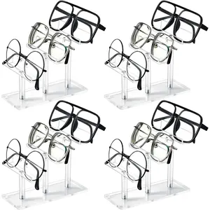 4 count 3 Tier  Sunglasses Rack, Eyeglasses Stand, Sunglass Holder, Glasses Clear Eyewear Organizer Holder Display Risers for 3 Glasses Frame Shop  Storage