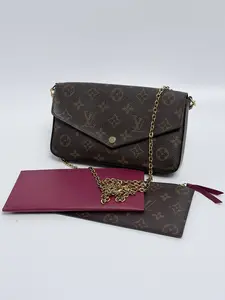 Pre-owned Louis Vuitton Canvas Crossbody Bags Monogram Félicie Pochette Fuchsia Crossbody Bag Clutch JD393LV