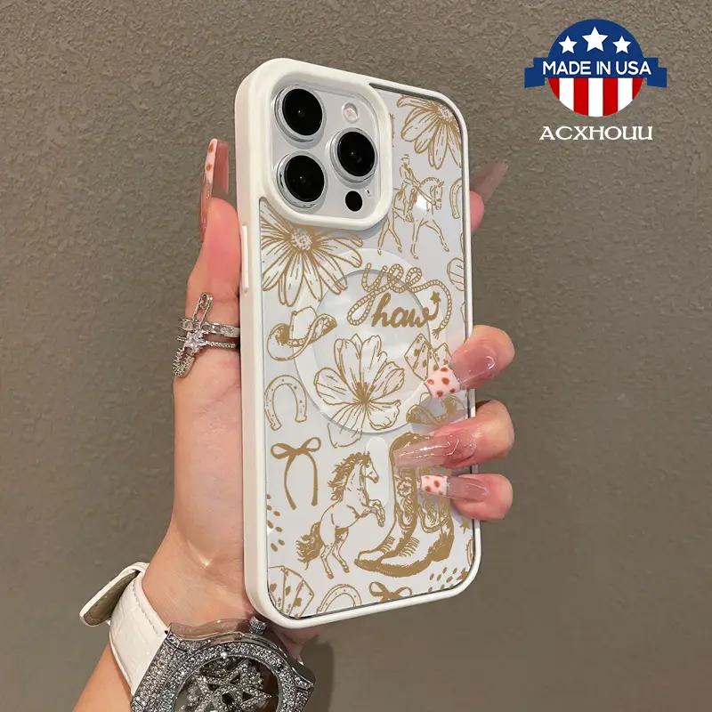 Trendy Magnetic Case for iPhone11/12/13/14/15/16/promax Western cowboy theme MagSafe Ready, Ultra Thin & Shockproof | Cute Pick for Girls