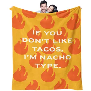 Taco Pun Flame Blanket, Fun Flannel Throw, Mexican Food Theme Sofa Blanket, Rich Size Options, Fits Couch Bed Tatami