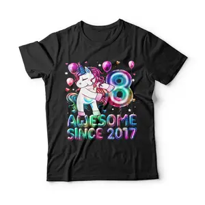 Flossing Unicorn 8 Year Old 8th Birthday Girl Unicorn Party T-Shirt Breathable Graphic Tee Peak Design Sweatshirt Hoodie