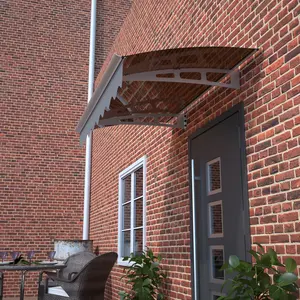 Door Window Awning Canopy，0.137“ Thick Crystal Solid Polycarbonate Sheet and Aluminum Alloy with Valance in 47" x 34"  for Masonry Concrete Wall