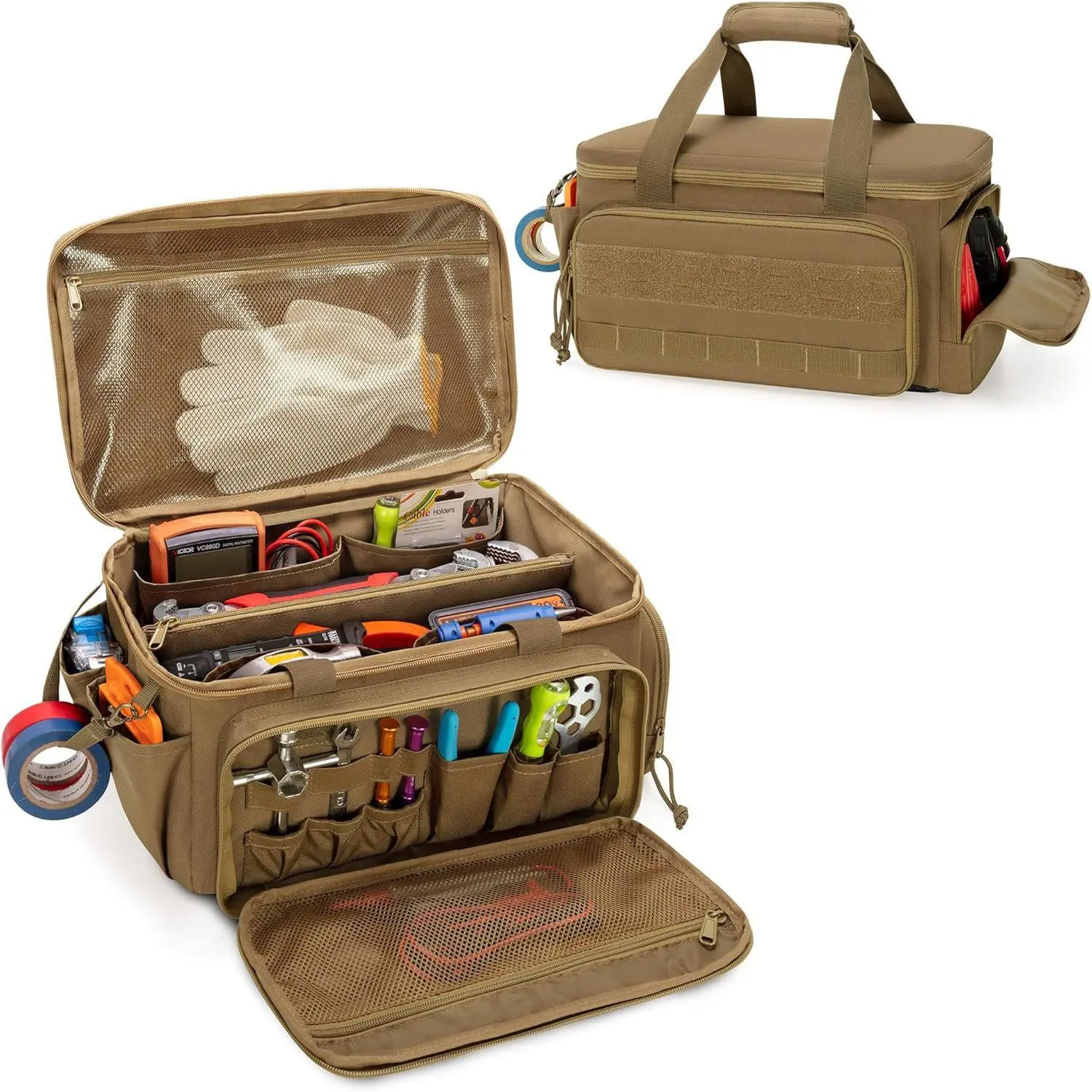 Tool Storage Bag, Multi-pocket Zipper Handheld Storage Bag, Suitable for Carpenter, Electrician, Maintenance Worker, Outdoor, Field Tools Storage and Storage