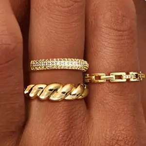 NECOCY Stack Rings for Women Non Tarnish Trendy Dainty Chunky Rings Sets Unique Jewellery Gift for Wedding Rings Fashion