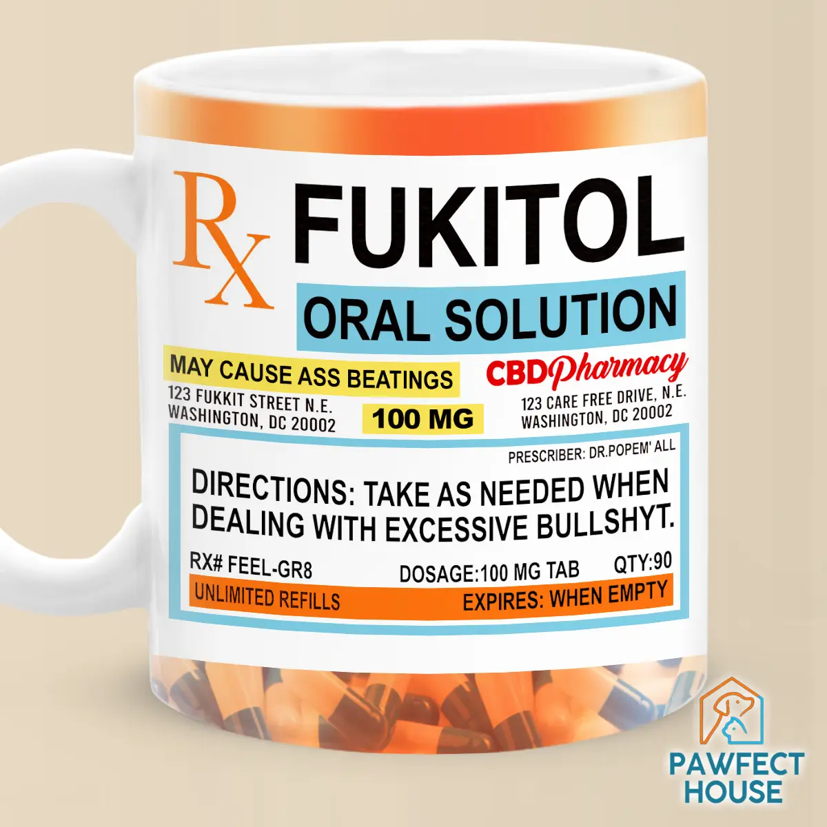 Gift - Funny Prescription Label 11 Oz Mug – Ideal Gag Gift For Friends Or Coworkers, Funny Coffee Mug, Ceramic Mug – PAWFECTHOUSE