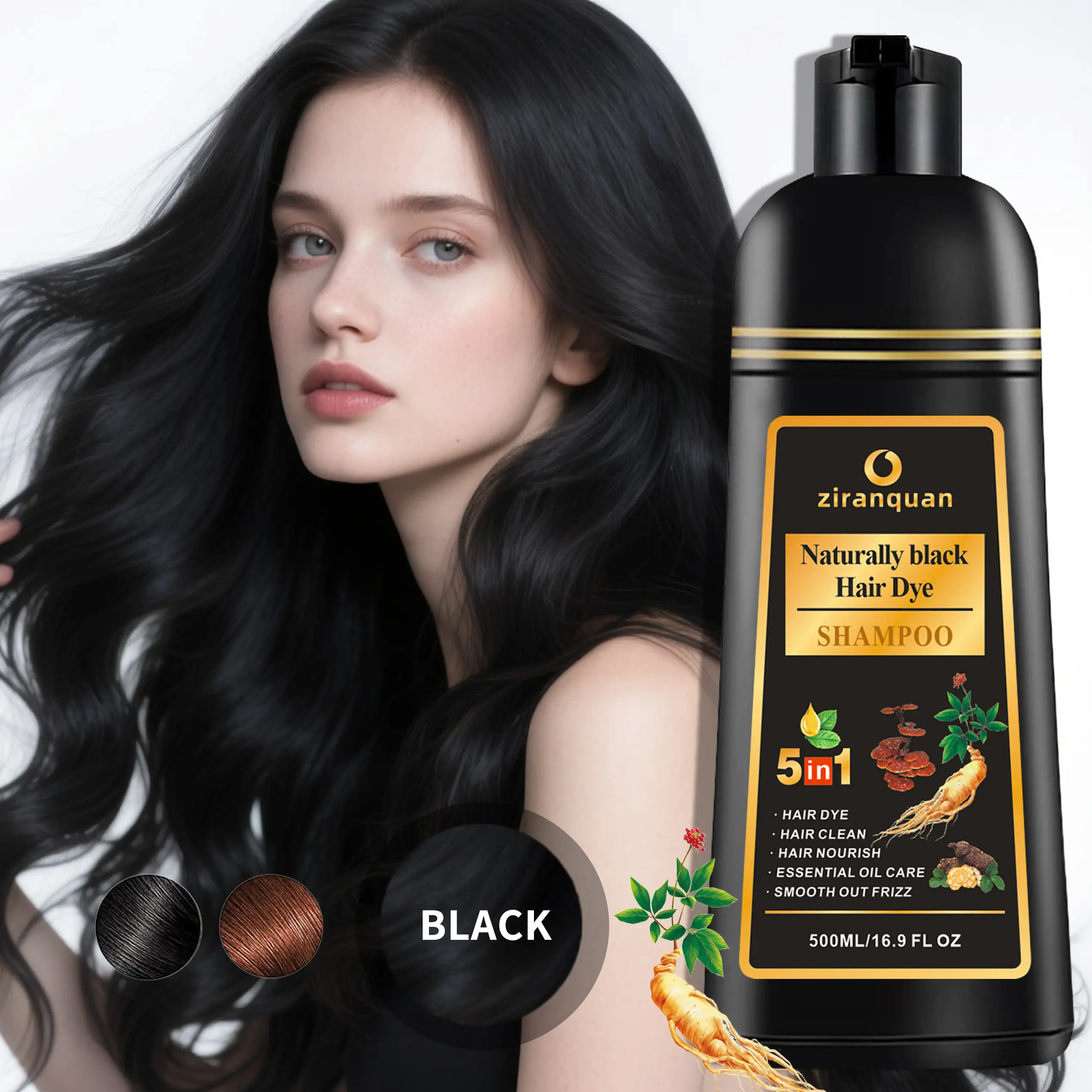 Semi-Permanent Jet Black Hair Color | 100% Gray Fix | PPD-Free & Cruelty-Free | 24-Week Long-Lasting | Salon-Grade 500ml