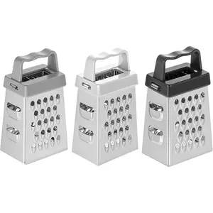 Mini Cheese Grater, 3 Pcs Stainless Steel Box Grater with Handle, Professional Cheese Slicer for Kitchen, Ideal for Cheeses Gingers Vegetables, Dishwasher Safe (White, Grey, Black)