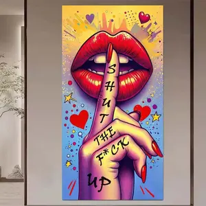 1pcs 5D DIY diamond painting kit, 5D diamond art set, DIY decoration, red lips finger diamond painting kit full round drill DIY, mosaic, diamond art, DIY home decoration, Wall Art Painting, suitable for Halloween and Christmas.