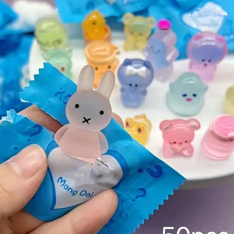 50pcs Glow-in-the-Dark Mini Figurines - Cute Animal Design Ornaments with Heart & Star Accents, Resin Crafts for Indoor/Outdoor Decor, Home & Garden Gifts, Animal Decorations, No Electricity Needed, Glowindark Feature