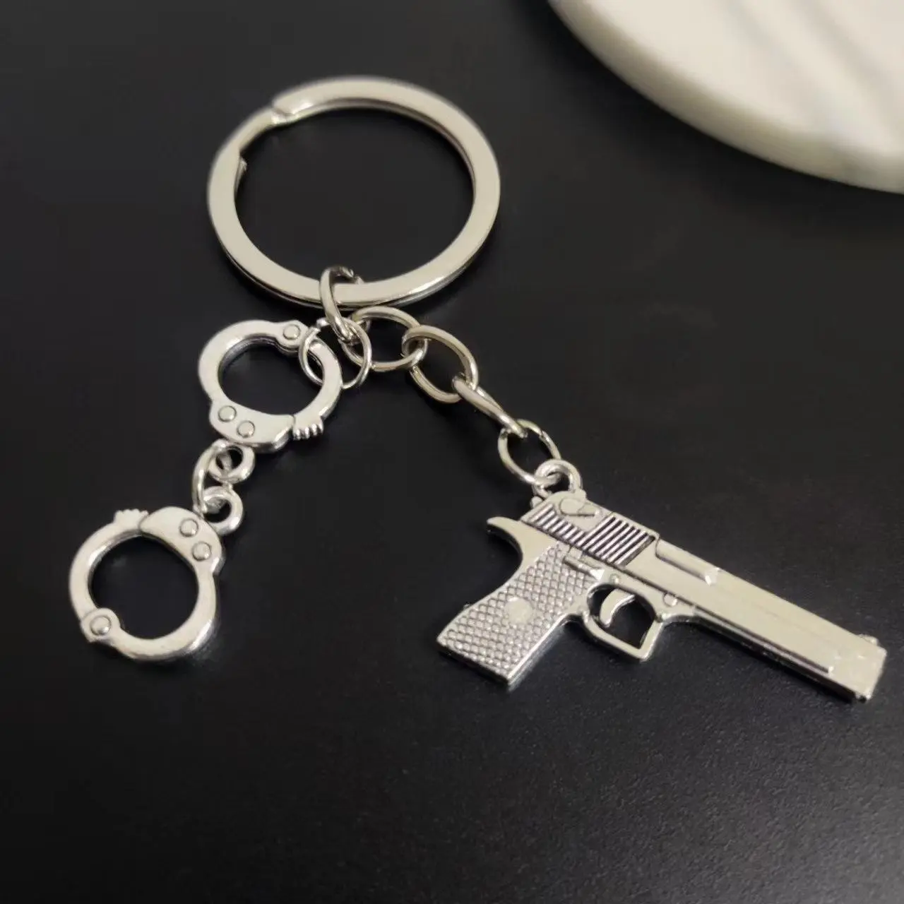 Handcuffs Silver Color Car Key Chains, keyring,Silver Color, Women Jewelry Man Accessory Pendant Fashion Gift