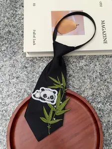 Original Gift Idea, High-End Panda Embroidered Tie, Unisex Formal Wear, Traditional Business Accessory, Wedding/performance Tie