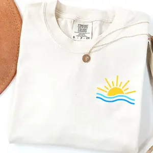 Comfort Color Summer Beach T-Shirt – Vacation Style Design, Cute Summer Outfit, Girl Gift Idea, Streetwear Style Unisex Fits Cotton Comfort Casual Shirt With Light Fresh Aesthetic For Everyday Wear