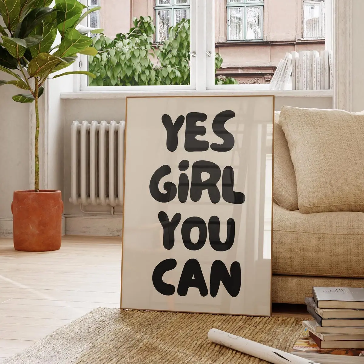 Yes Girl You Can Poster – Motivational Quote Wall Art, Positive Affirmation Print for Girls, Dorm Room Decor Gift, Unframed