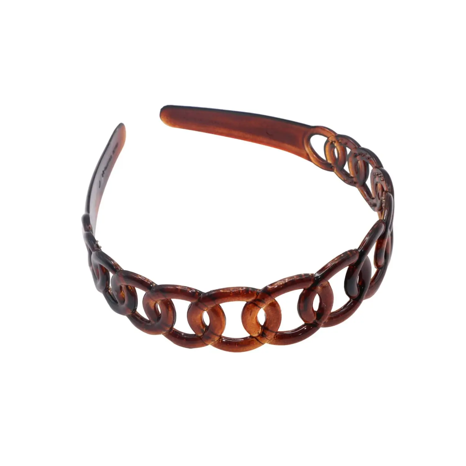 Parcelona French Round Chain Tortoise Shell Brown Cellulose Hair Headband
