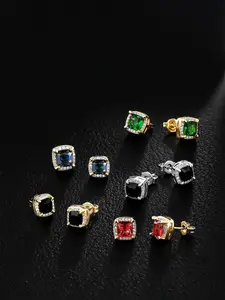 5 Pairs Iced Chics Hip Hop Earrings Set, Four Claw Street Dance Casual Style, Unisex Jewelry, Perfect Gift for Parties and Dates, Party Earrings, Hip Hop Accessories