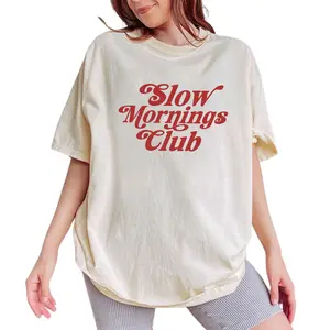 ChicCotton Slow Mornings Club Comfort Colors Shirt, Self Care T-shirt, Cozy Vibes Graphic Tee, Funny Sayings Clothing, Lazy Morning Vibes Outfits