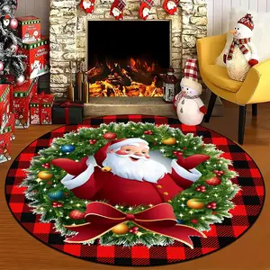Santa Claus Pattern Round Area Rug, Creative Non-slip Soft Floor Mat, Decorative Carpet for Home Living Room Bedroom, Home Decor, Home Decor Rugs