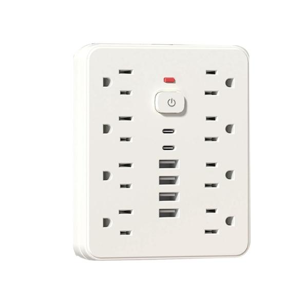 Multi-Function Multi-Socket Extension Cord with USB Type-C Charging Adapter Short Cable US Standard AC 110V Flexible Soft Cord