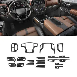 For 2019-2021 Chevy Silverado Black Wood Grain Interior Decor Cover Trim kit
