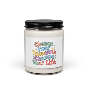Change Your Thoughts Change Your Life Candle | Inspirational Soy Candle | Positive Affirmation Candle | Cozy Home Decor | Self Care Gift | Motivational Candle | Relaxing Candle for Home & Office