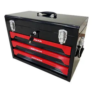 Mechanics Tool Set with 3-Drawer Steel Toolbox, SAE & Metric Socket Ratchet Wrench Set, Screwdriver, Pliers, Hammer, Hex Keys & Repair Tools Kit for Garage, Auto Repair, Home DIY & Workshop