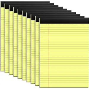 10 Pack Yellow Legal Pads 8.5x11" 28 Lines Wide Ruled Double-Sided Printing 30 Sheets/60 Pages Letter Size 70gsm Recycled Paper Yellow Notepads Universal Writing Pads