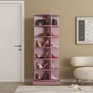 Rotating Shoe Rack Tower, 6-Tier Spinning Shoe Rack, Free Standing 360° Revolving Shoe Organizer Rotating Vertical Shoe Rack Can Hold 24 Pairs of Shoes for Entryway Living Room Hallway