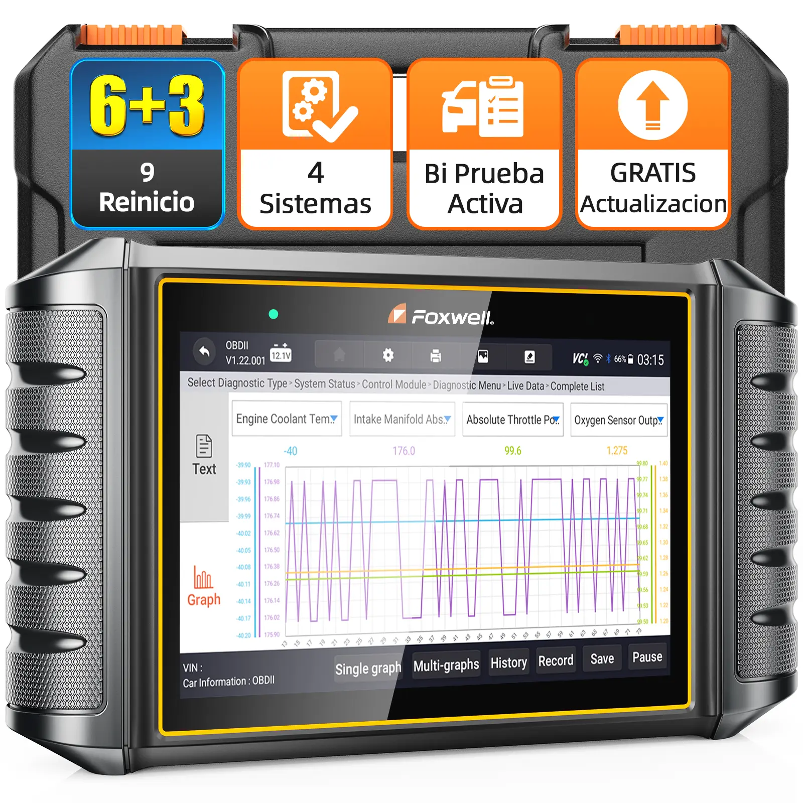 FOXWELL NT716 OBDII 5.5-inch screen scanner Reset Automatic Scanning tool ABS SRS Transmission Engine Diagnostic Code Reader and FOXWELL OBD2 16Pin male to female diagnostic extension conversion cable