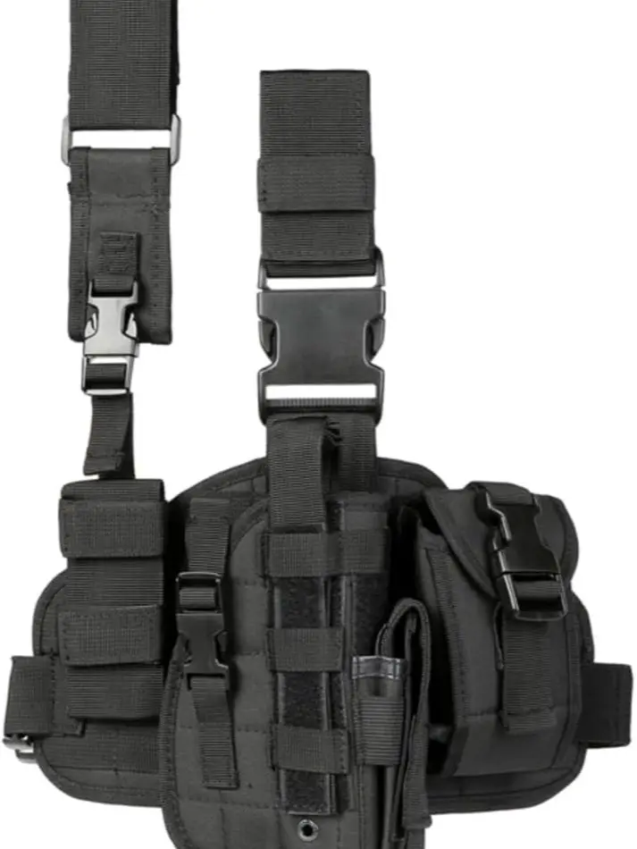 Military-Grade Leg Holster Adjustable Right Thigh Holster with Magazine Pouch Tactical Equipment Survival Kit 900D Oxford Fabric MOLLE-Compatible