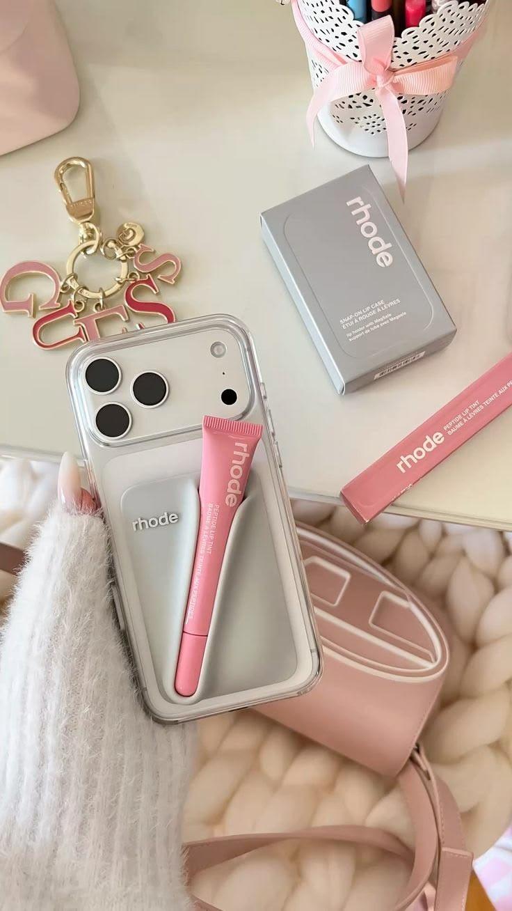 Rhode Ribbon Lip Case for IPhone 11 12 13 14 15 16 Pro Max Plus 17 Air Makeup Lip Gloss Silicone Cover